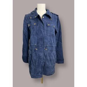 Michael Kors Blue Lyocell Womens Coat Jacket lightweight transition Fall XS Soft